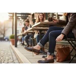 JBU by Jambu Woodbury rubber shoes‎ navy/tan Sz 10 M Waterproof